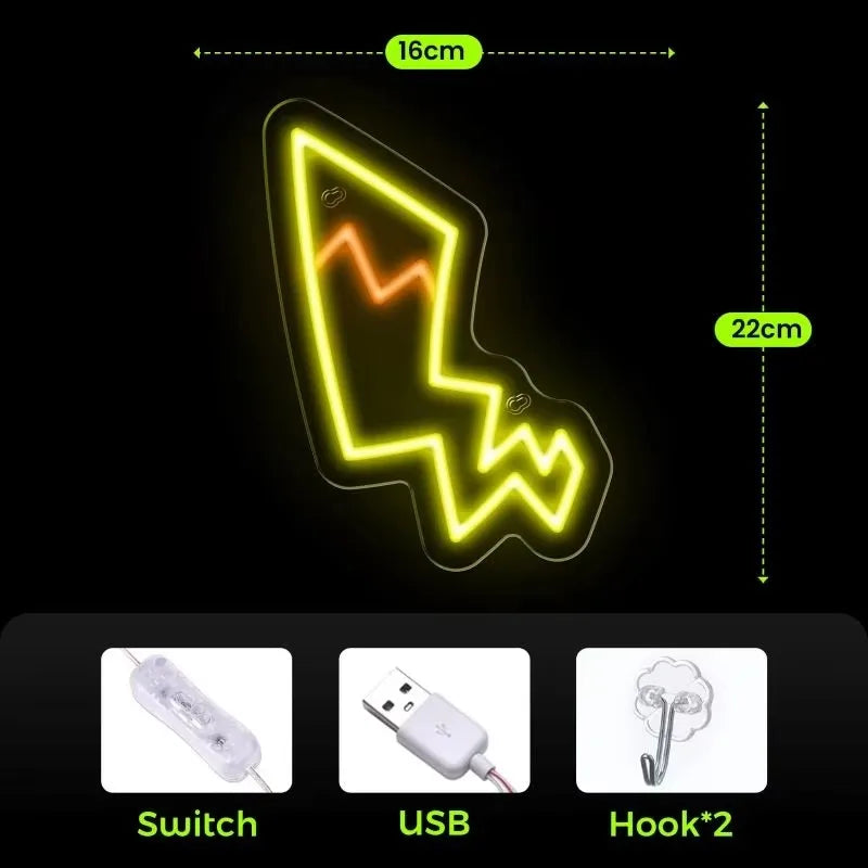 Pokemon Lightning Tail LED Neon Light Sign