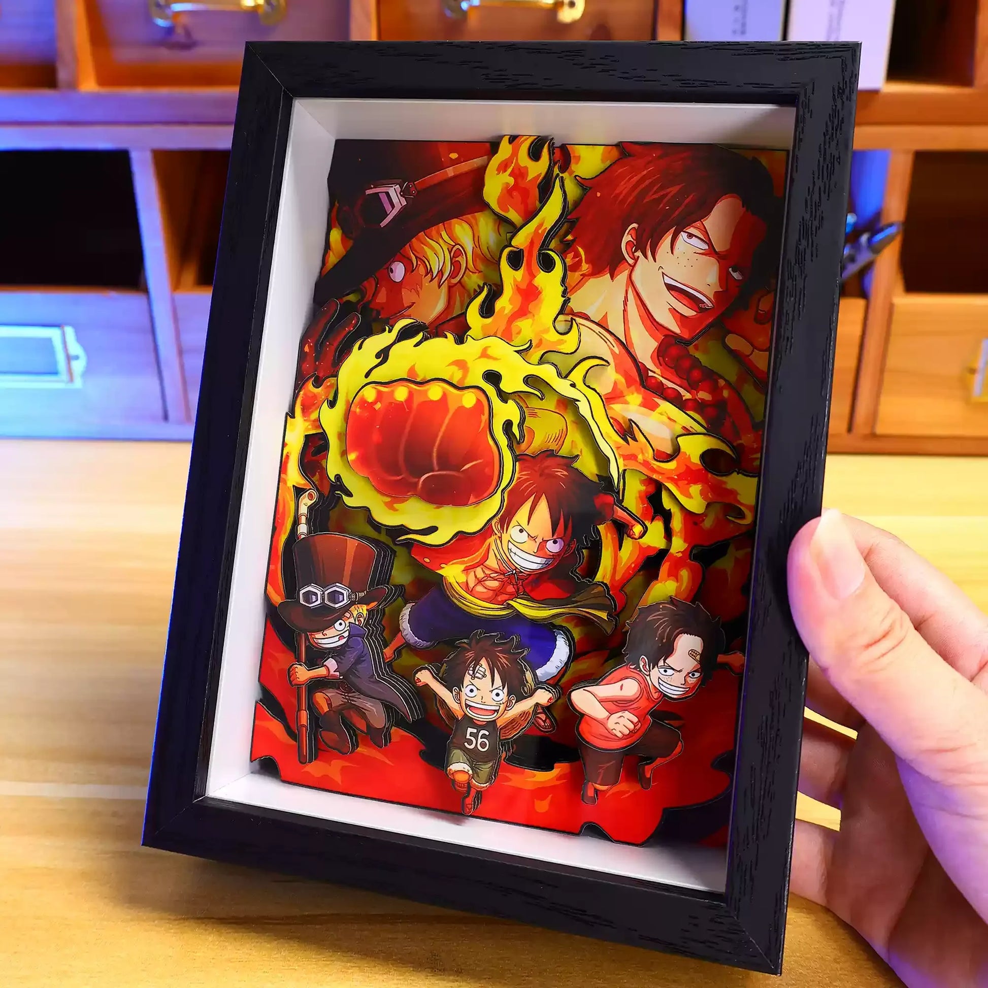 One Piece Family Portrait 3D Shadow Box Design E