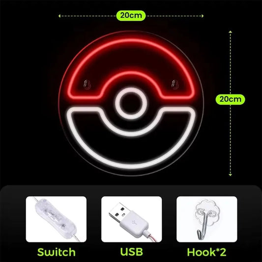 Pokemon Red Ball LED Neon Light Sign
