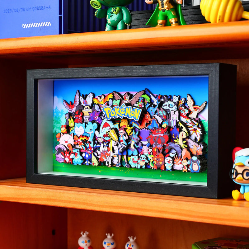 Ash Ketchum Pokemon 3D Shadow Box — Design 4 (24.9x13.4cm)