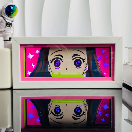 Nezuko Kamado LED Light Box | 3D Anime Night Light – Demon Slayer Gift UK - Anime Merchandise