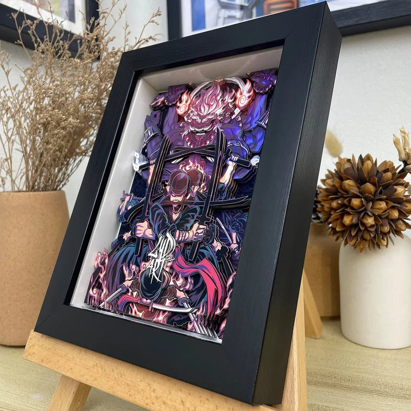 One Piece 3D Shadow Box — Wano Arc Crew in Kimono