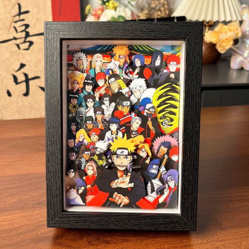 Team 7 & Parents Naruto Shadow Box — 3D Anime Shadow Box Frame Gift UK